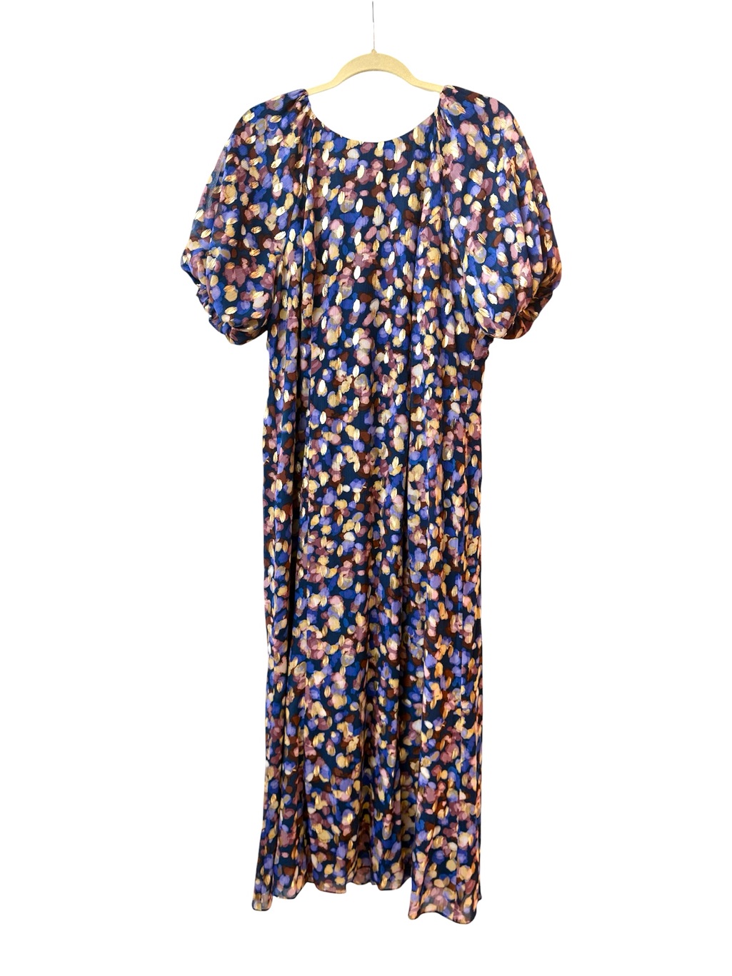 Maggy London Blue Multi-Color Floral Print Maxi Dress